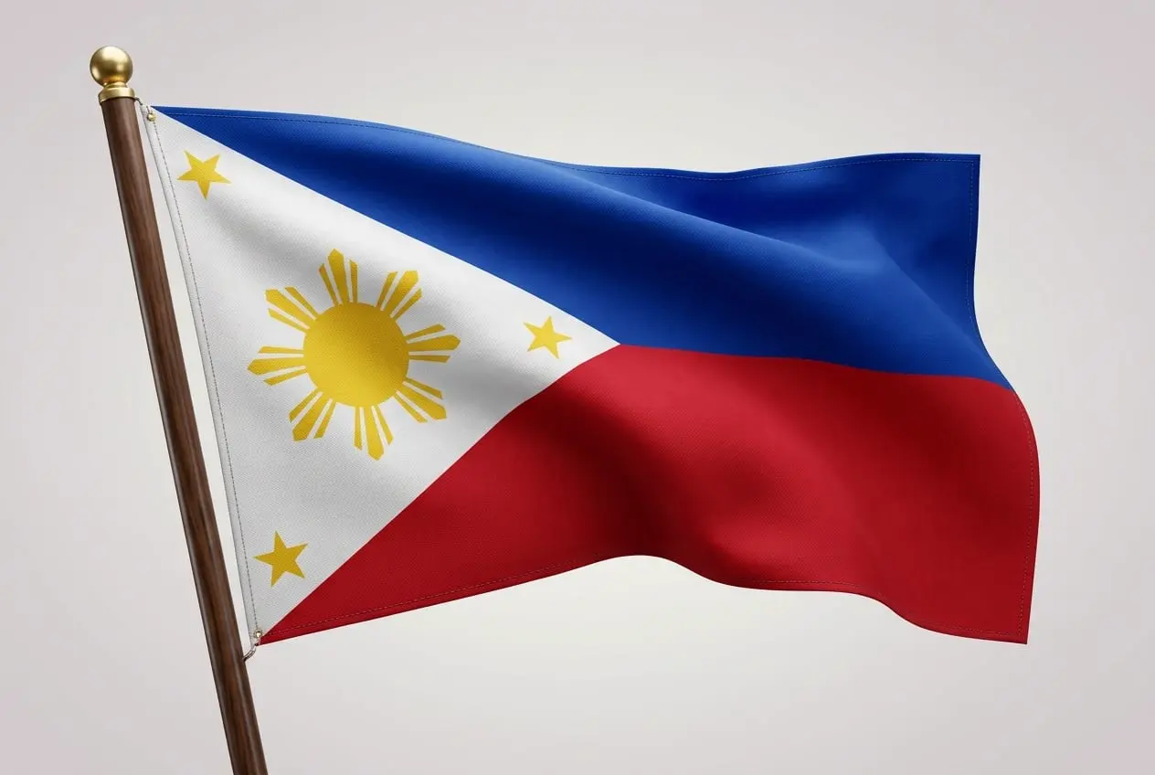 Waving national flag of the Philippines representing its addiction treatment market